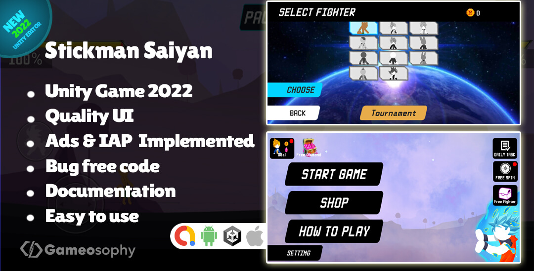 Stickman Saiyan Unity Game